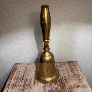 Large 11” Brass Handheld Bell Home Decor Made in India